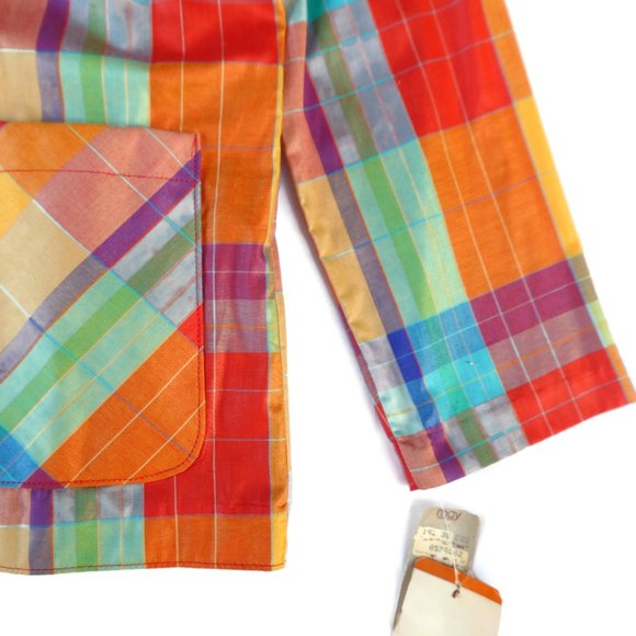 SOLD Vintage Blazer Plaid Vibrant Pockets Lite Union 14 - Picture 6 of 10